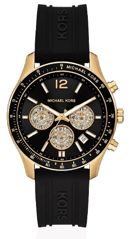 Michael Kors Berkley Chronograph Black Dial Black Rubber Strap  Watch for Men - MKO1038