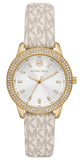 Michael Kors Tibby Analog Silver Dial White Leather Strap Watch for Women - MK1049