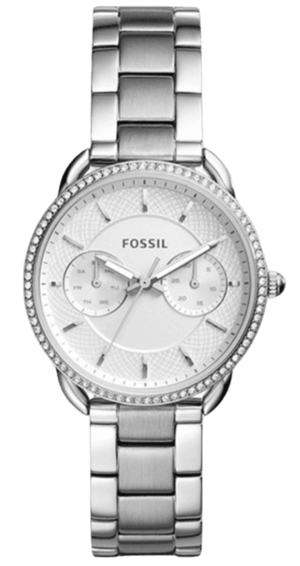 Fossil Tailor White Dial Silver Steel Strap Watch for Women - ES4262