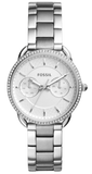 Fossil Tailor White Dial Silver Steel Strap Watch for Women - ES4262