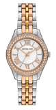 Michael Kors Harlowe Three-Hand Mother of Pearl White Dial Tri Tone Steel Strap Watch for Women - MK4846