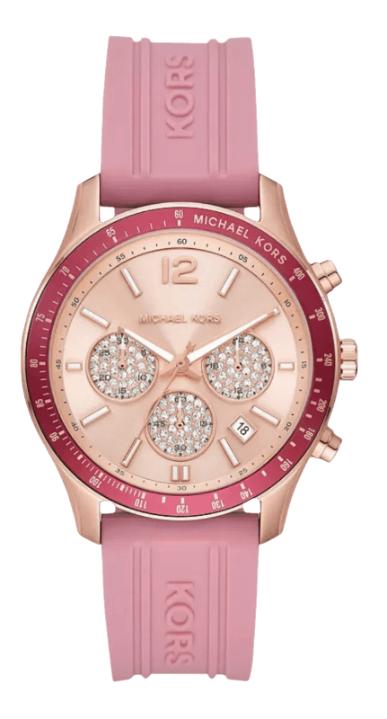 Michael Kors Berkley Quartz Rose Gold Dial Pink Rubber Strap Watch for Women - MKO1039