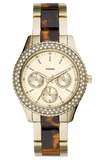 Fossil Stella Multifunction Gold Dial Two Tone Steel Strap Watch for Women - ES4756