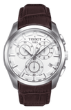 Tissot Couturier Chronograph White Dial Brown Leather Strap Watch For Men - T035.617.16.031.00