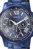 Guess Horizon Chronograph Black Dial Blue Steel Strap Watch For Men - W0379G5