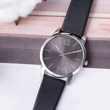 Calvin Klein City Grey Dial Black Leather Strap Watch For Men - K2G21107