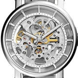 Fossil Boyfriend Automatic Skeleton Silver Dial Silver Steel Strap Watch for Women - ME3067