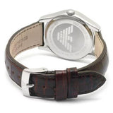 Emporio Armani Classic Quartz Beige Dial Brown Leather Strap Watch For Men - AR0646