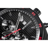 Emporio Armani Sportivo Chronograph Black Dial Red Leather Strap Watch For Men - AR5918