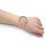 Michael Kors Ritz Chronograph Rose Gold Dial Rose Gold Steel Strap Watch For Women - MK7302