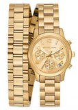 Michael Kors Runway Chronograph Analog Gold Dial Gold Steel Strap Watch for Women - MK7452