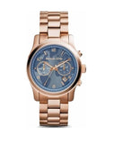 Michael Kors Runway Stop Hunger Quartz Blue Dial Rose Gold Steel Strap Watch For Men - MK8358