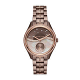 Michael Kors Lauryn Rose Gold Dial Brown Steel Strap Watch for Women - MK3757