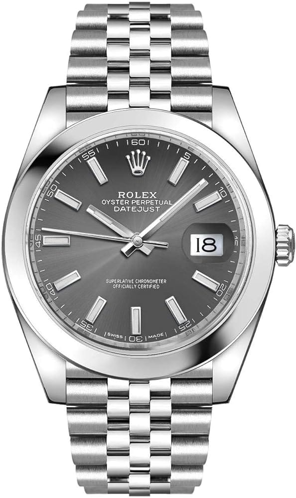 Rolex Datejust 41 Oyster Grey Dial Silver Oystersteel Bracelet Watch for Men - M126300-0008
