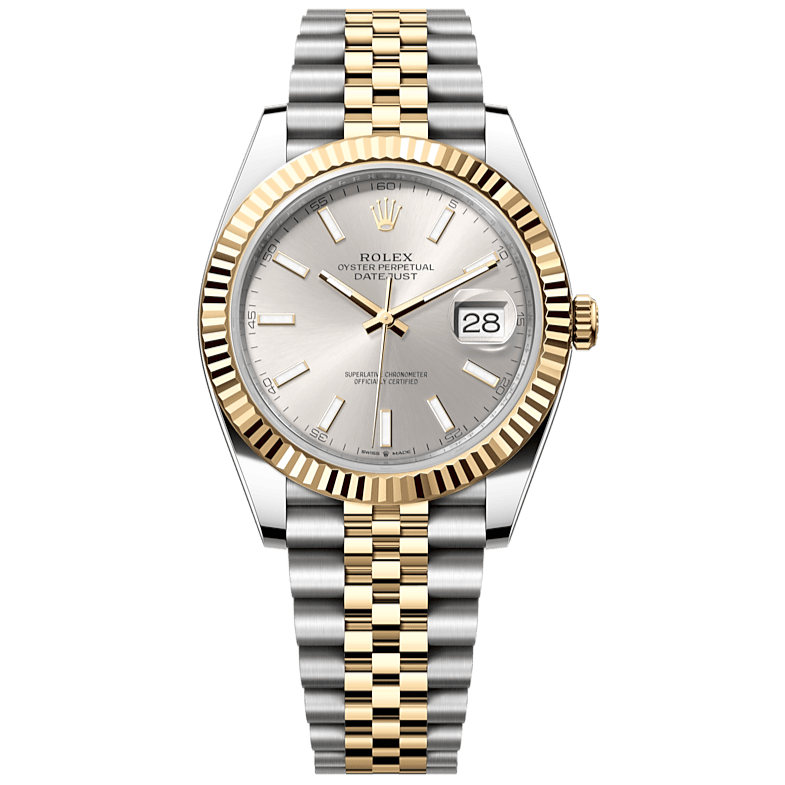 Rolex Datejust 41 Silver Dial Two Tone Oystersteel & Yellow Gold Jubilee Bracelet Watch for Men - M126333-0002