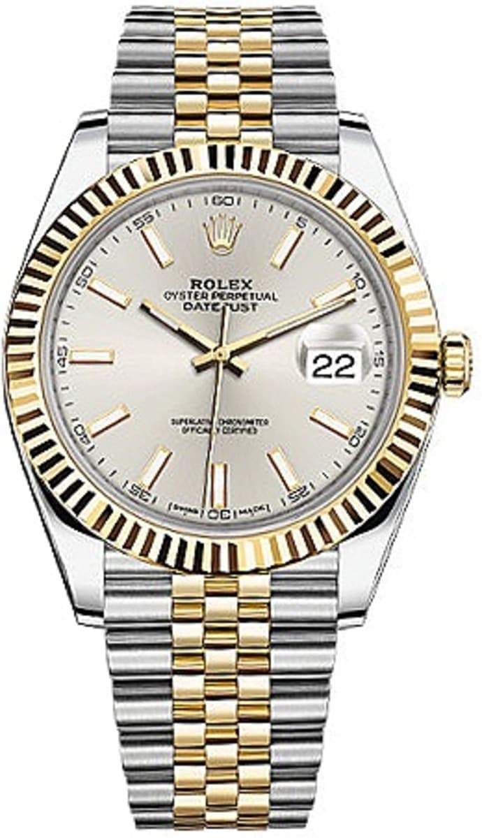 Rolex Datejust 41 Silver Dial Two Tone Oystersteel & Yellow Gold Jubilee Bracelet Watch for Men - M126333-0002