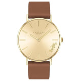 Coach Perry Analog Gold Dial Brown Leather Strap Watch for Women - 14503331-C