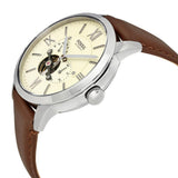 Fossil Townsman Automatic White Dial Brown Leather Strap Watch for Men - ME3064