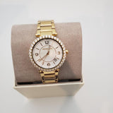 Michael Kors Parker Mother of Pearl White Dial Gold Steel Strap Watch For Women - MK4693