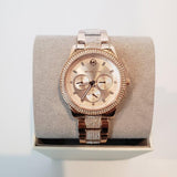 Michael Kors Tibby Chronograph Crystals Rose Gold Dial Rose Gold Steel Strap Watch For Women - MK6826