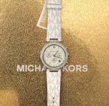 Michael Kors Parker Chronograph White Dial White Leather Strap Watch For Women - MK7226