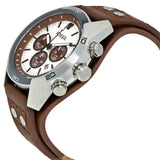 Fossil Coachman Chronograph Silver Dial Brown Leather Strap Watch for Men - CH2565