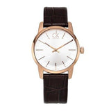 Calvin Klein City White Mother of Pearl Dial Brown Leather Strap Watch for Women - K2G23620