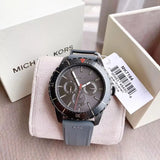 Michael Kors Cunningham Multifunction Grey Dial Grey Rubber Strap Watch For Men - MK7164