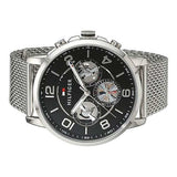 Tommy Hilfiger Chronograph Black Dial Silver Mesh Bracelet Watch for Men - 1791292