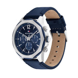 Tommy Hilfiger Lars Chronograph Blue Dial Blue Leather Strap Watch For Men - 1792063