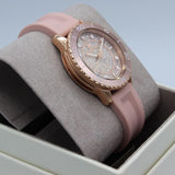 Michael Kors Runway Three Hand Crystal Pave Dial Pink Rubber Strap Watch For Women - MK6854