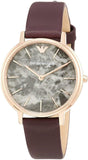 Emporio Armani Quartz Grey Dial Brown Leather Strap Watch For Women - AR11172