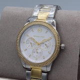 Michael Kors Tibby Multifunction White Dial Two Tone Steel Strap Watch For Women - MK6825