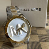 Michael Kors Slim Runway Three Hand Silver Dial Two Tone Steel Strap Watch For Women - MK4735