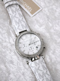 Michael Kors Parker Chronograph White Dial White Leather Strap Watch For Women - MK7226