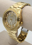 Michael Kors Runway Three-Hand Gold Dial Gold Steel Strap Watch For Women - MK6911