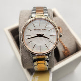 Michael Kors Pyper Quartz Mother of Pearl White Dial Two Tone Steel Strap Watch For Women - MK1066