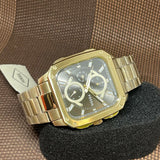 Fossil Inscription Multifunction Black Dial Gold Steel Strap Watch for Men - BQ2656