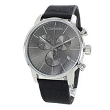 Calvin Klein City Chronograph Black Dial Black Leather Strap Watch for Men - K2G271C3