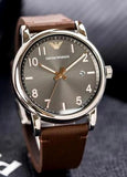 Emporio Armani Luigi Quartz Grey Dial Brown Leather Strap Watch For Men - AR11175