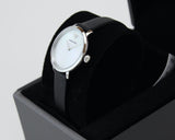 Emporio Armani Modern White Dial Black Leather Strap Watch For Women - AR11159