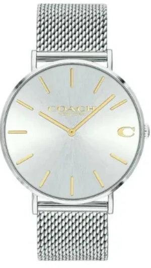 Coach Charles Silver Dial Silver Mesh Bracelet Watch for Men - 14602439