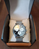 Movado Heritage Calendoplan Chronograph Black Dial Silver Mesh Strap Watch for Men - 3650097