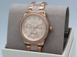 Michael Kors Tibby Chronograph Crystals Rose Gold Dial Rose Gold Steel Strap Watch For Women - MK6826