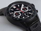 Tag Heuer Carrera Automatic Chronograph Black Dial Black Rubber Strap Watch for Men - CBG2A90.FT6173