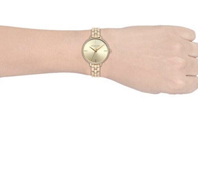 Michael Kors Charley Three-Hand Quartz Gold Dial Gold Steel Strap Watch for Women - MK4399