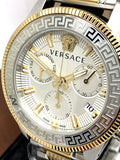 Versace Greca Action Chronograph Quartz Silver Dial Two Tone Steel Strap Watch for Men - VE3J00522