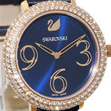 Swarovski Crystal Frost Blue Dial Blue Leather Strap Watch for Women - 5484061