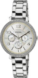 Fossil Jacqueline Multi-Function Mother of Pearl Dial Silver Steel Strap Watch for Women - ES3755