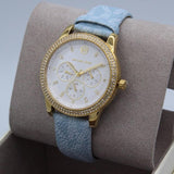 Michael Kors Tibby Multifunction White Dial Blue Leather Strap Watch For Women - MK2965